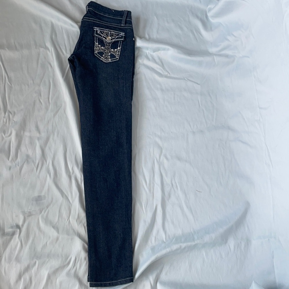 Blinged Dark Blue Skinny Jeans